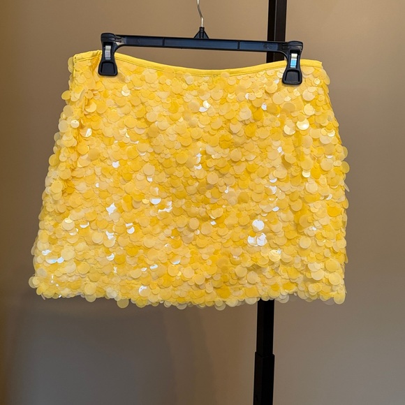 Zara Yellow Sequin Mini Skirt - Picture 2 of 4